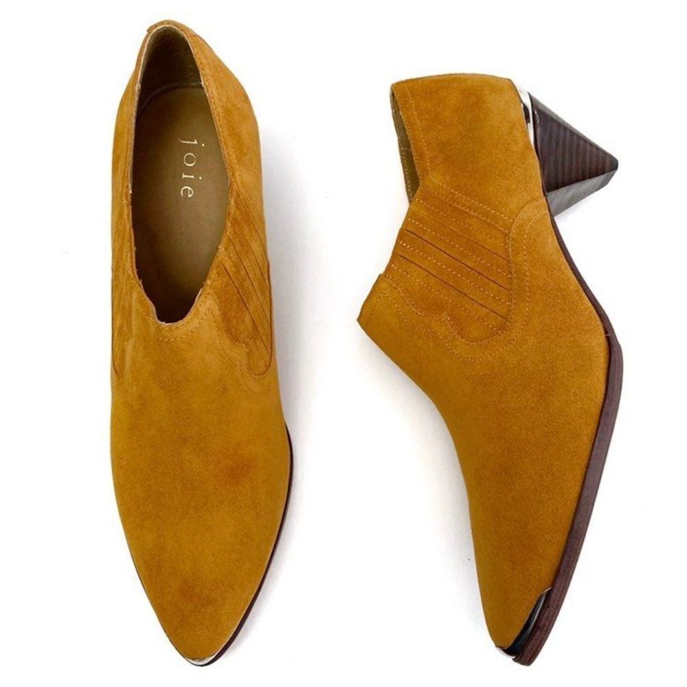 Joie Baler Mustard Yellow Suede Western Booties 9.5